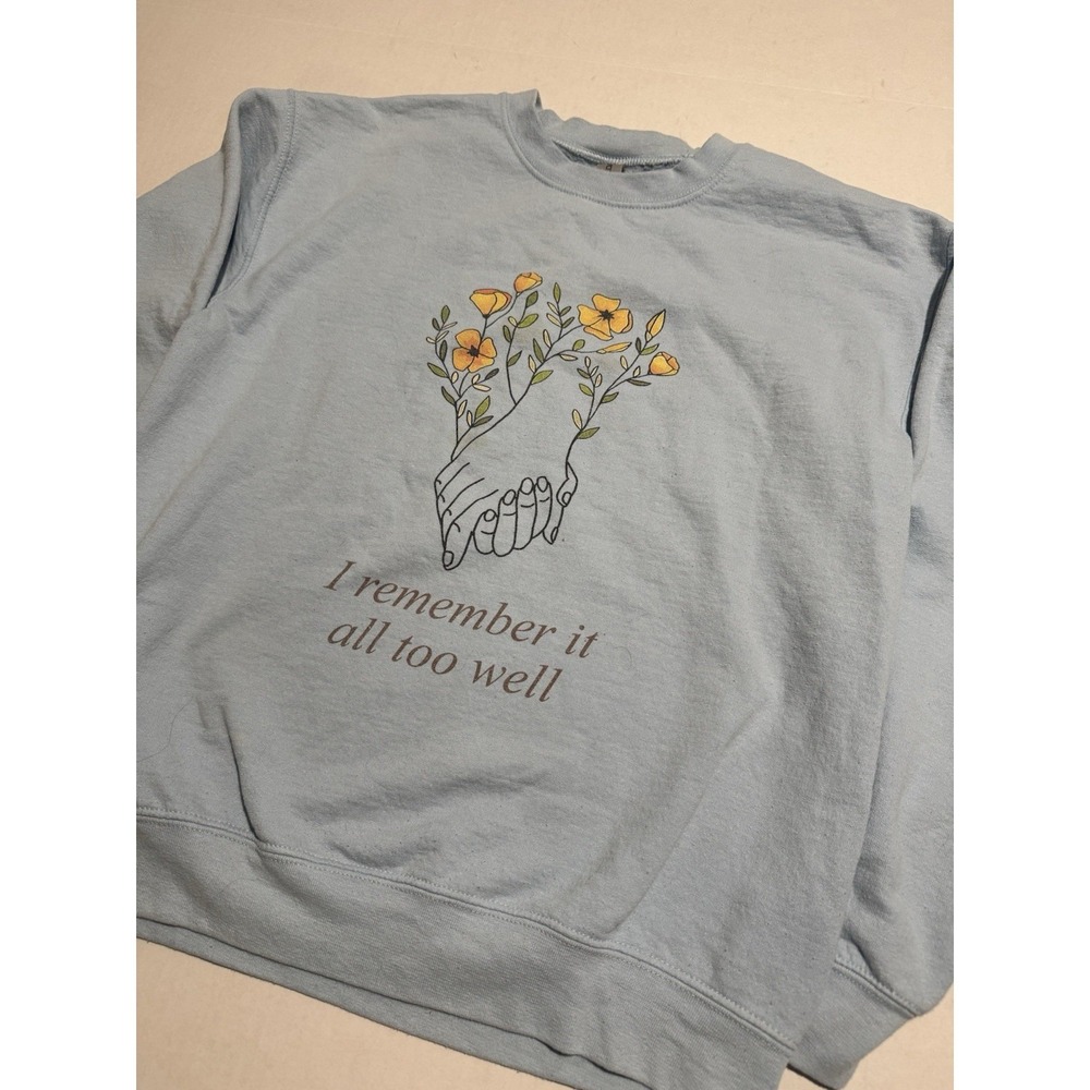 Gildan Pullover Light Blue Sweater 'I Remember..' , Medium
